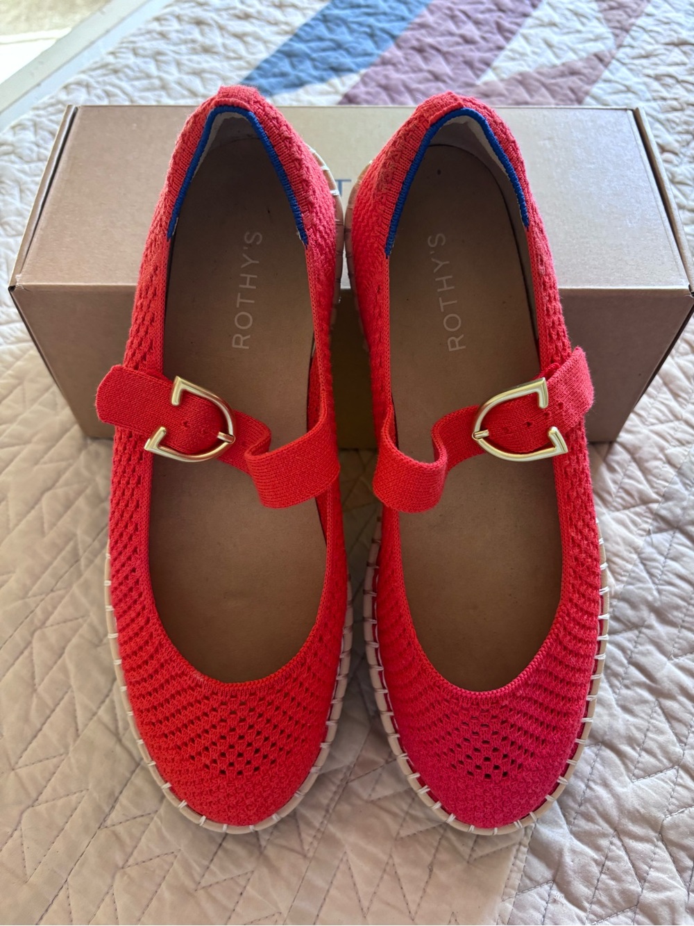 Rothy’s Red Hot The Espadrille Mary Jane Sz 10